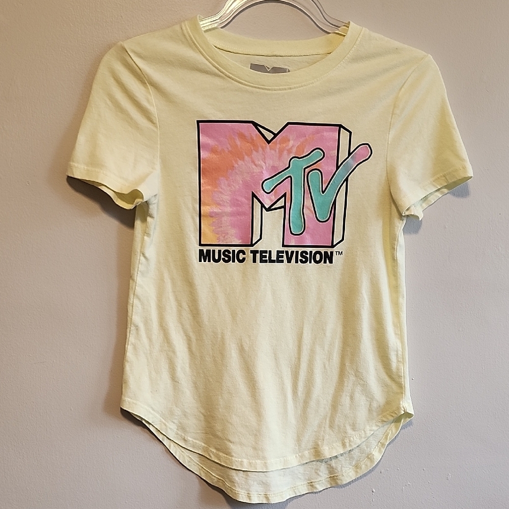 MTV Tee in Yellow With Pink Tie Dye Graphic - Picture 4 of 5